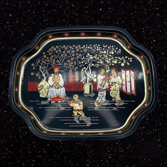 Elite Trays Metal Plate Tin Tray Made in England Asian Chinese 7.5”L 6”W - Picture 2 of 9